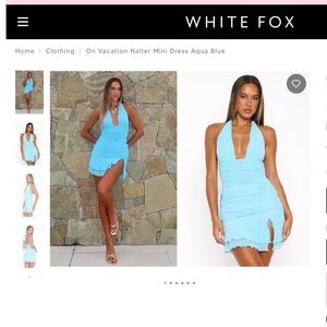 White Fox Aqua Blue Halter Mini Dress NWT L